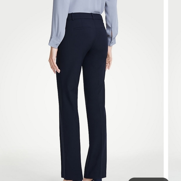 Ann Taylor Factory Navy Micro Check Cury Fit Straigt Leg Work Pants 10 NWT - Picture 2 of 11